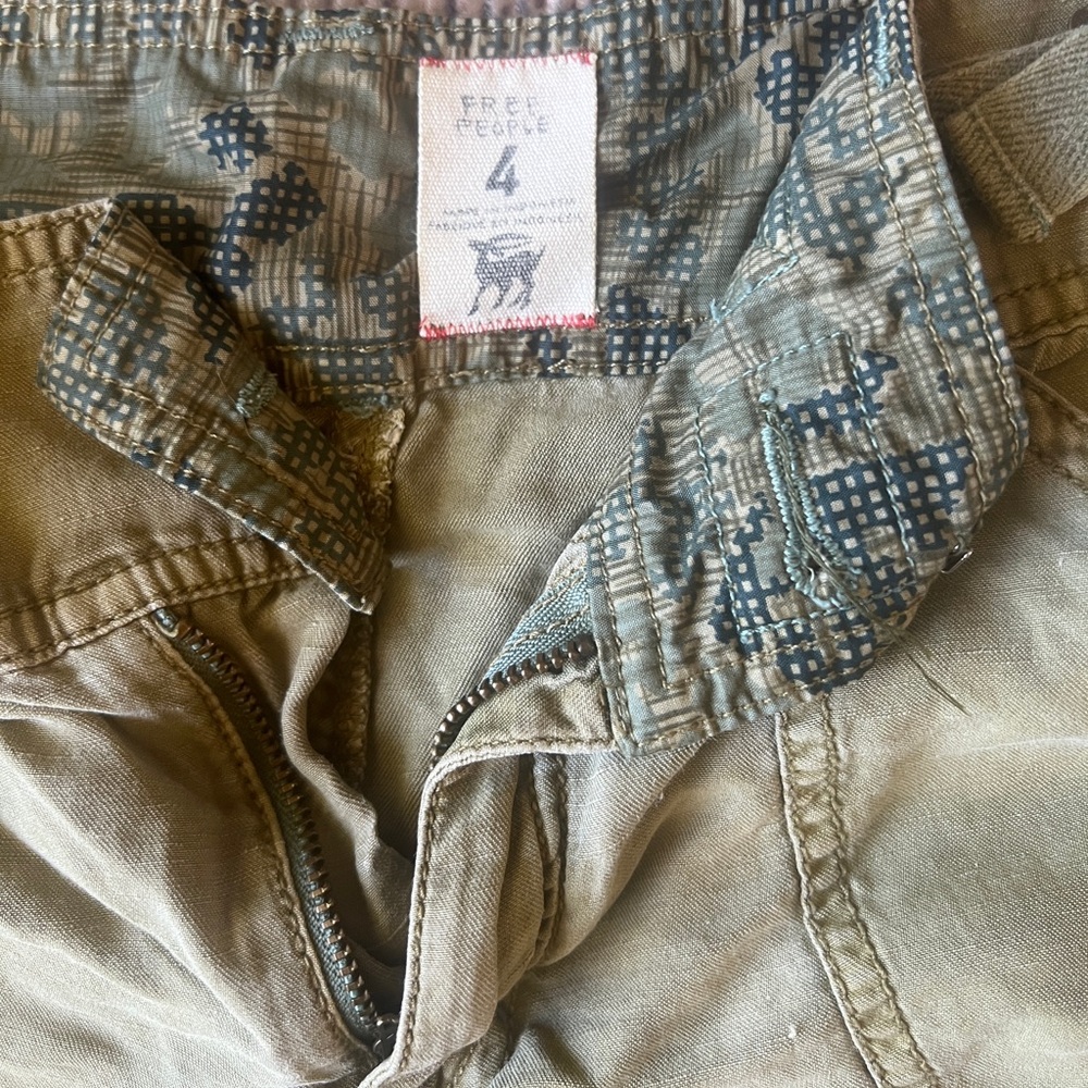Free People Olive and Tan Cargo Pants